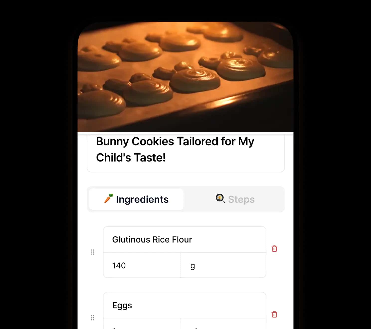 Forking and saving recipes with personal customization